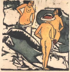 Bathing Women between White Stones